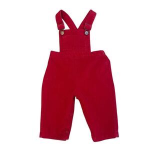 1970s Vintage Red Corduroy Overalls 9-12 Months‎ Toddler Cotton